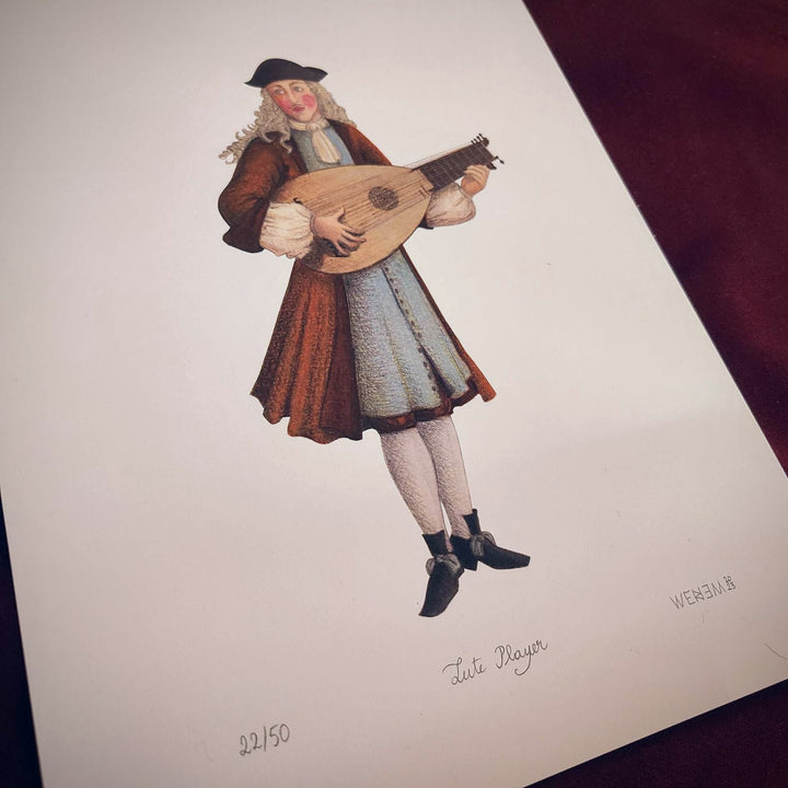WERIEM ○ LIMITED EDITION PRINT (4 available out of 50) - Numbered and Signed | Lute Player | Baroque Musician | Early Music | Certificate of Authenticity