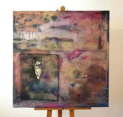 WERIEM ○ Original Art |  STORELLE | Large | Abstract Painting  | Gold | Blue | Pink | Purple | Rose Gold