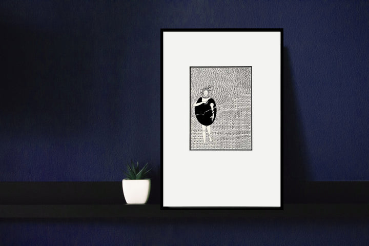 WERIEM ○ Original Art | -SOLD- |THE ARTIST'S BLOCK | SOLILOQUIES SERIES | Black and White | Framed Art | Unique | Black ink on paper