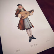 WERIEM ○ LIMITED EDITION PRINT (12 available out of 50) - Numbered and Signed | Lute Player | Baroque Musician | Early Music | Certificate of Authenticity