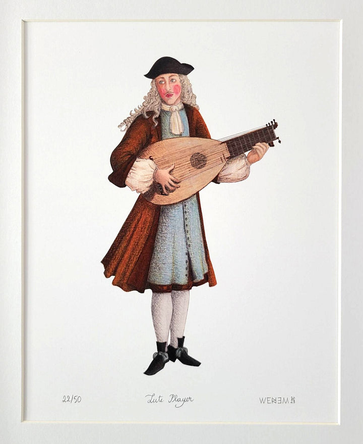 WERIEM ○ LIMITED EDITION PRINT (6 available out of 50) - Numbered and Signed | Lute Player | Baroque Musician | Early Music | Certificate of Authenticity
