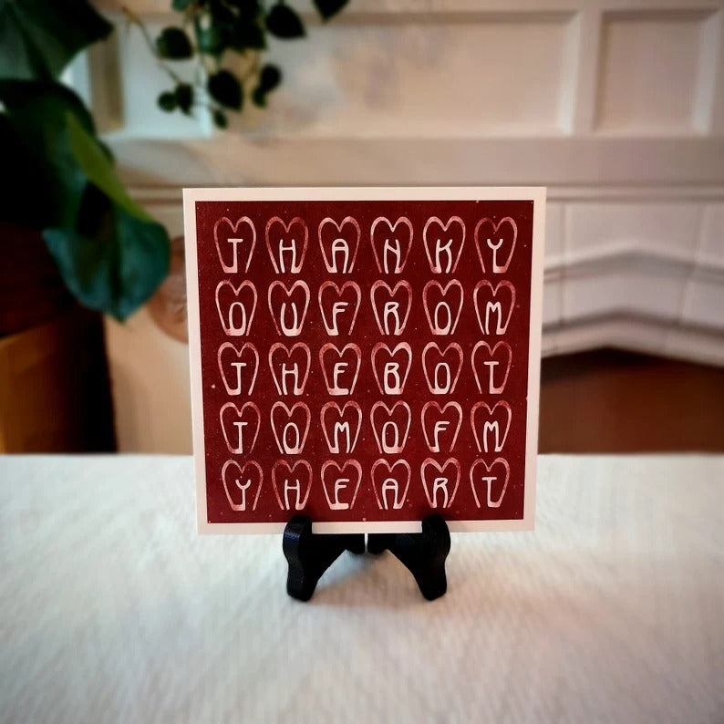 WERIEM ○ HANDMADE CARD - Thank you | Love | Thanksgiving | Valentine | Grateful | Heart | Red