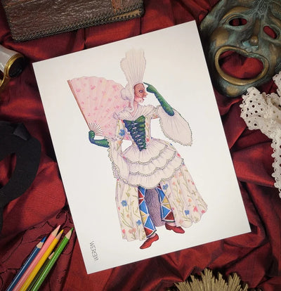 WERIEM ○ PRINT - Harlequin | Crossdressed | Italian Comedy | Theater | Fashion History | Rococo