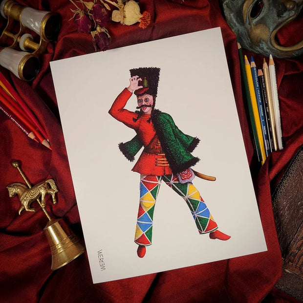 WERIEM ○ PRINT - Harlequin | Hussar | Italian Comedy | Theater | Funny | Costume Design