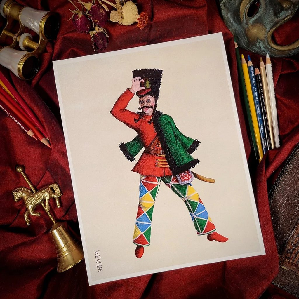 WERIEM ○ PRINT - Harlequin | Hussar | Italian Comedy | Theater | Funny | Costume Design