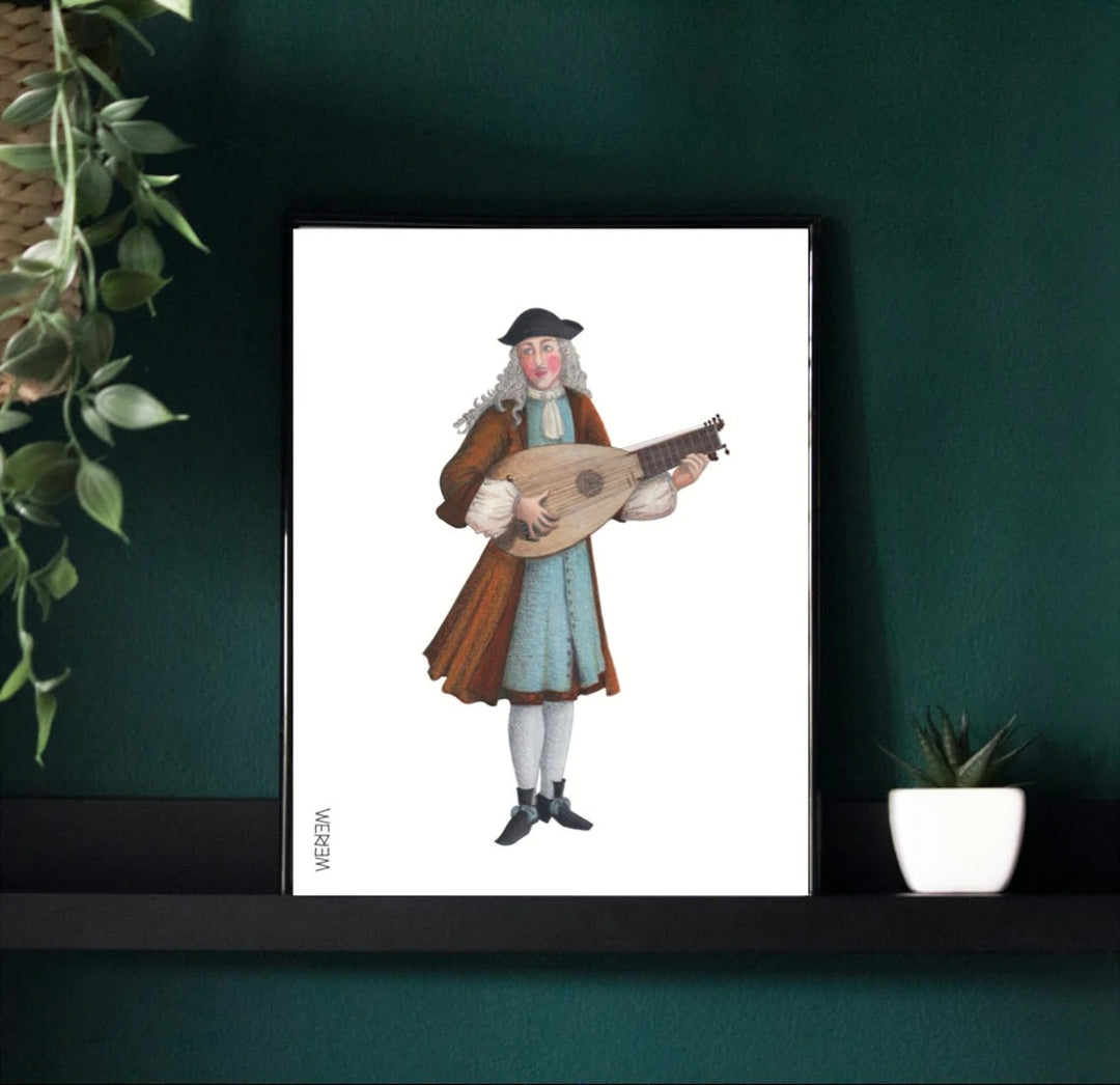 WERIEM ○ PRINT - Lute Player | Musician | Illustration | Baroque | Opera | Early Music | 1700s