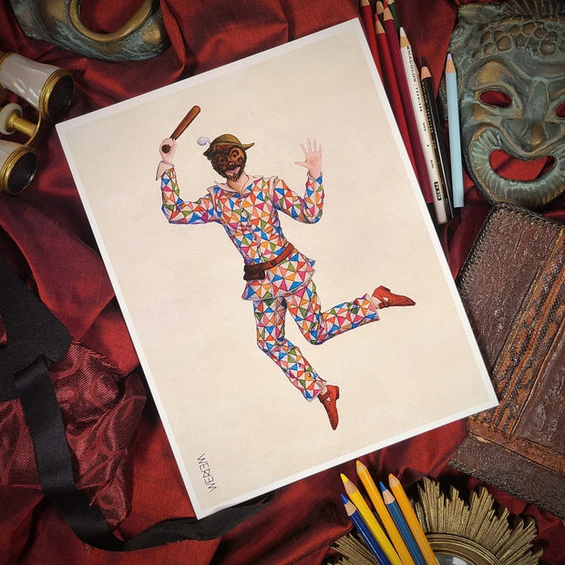 WERIEM ○ PRINT - Harlequin | Italian Comedy | Theater | Performer | Mask | Commedia Dell'Arte