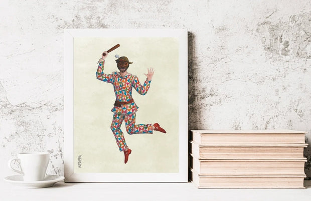 WERIEM ○ PRINT - Harlequin | Italian Comedy | Theater | Performer | Mask | Commedia Dell'Arte