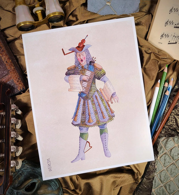 WERIEM ○ PRINT - Music Allegory | Costume Illustration | Opera | Baroque | Instrument | Early Musician