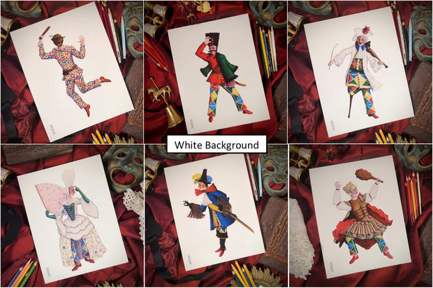 WERIEM ○ 6 PRINTS, HARLEQUIN BUNDLE - Italian Comedy | Funny Character | Theater | Mask