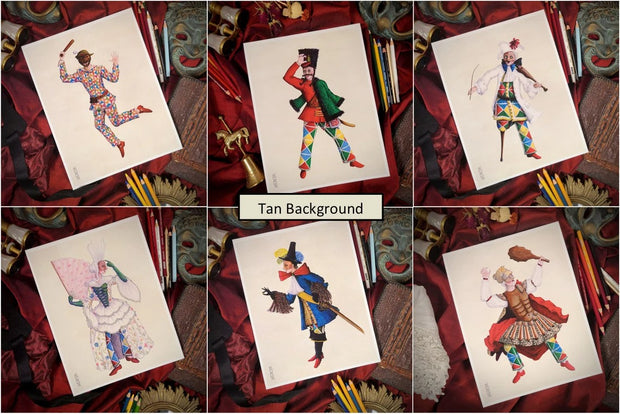 WERIEM ○ 6 PRINTS, HARLEQUIN BUNDLE - Italian Comedy | Funny Character | Theater | Mask
